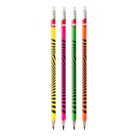   Grafitceruza radírral, HB, háromszögletű, KORES "Neon" - 12db