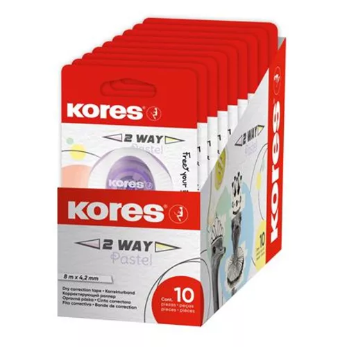 Hibajavító roller, 4,2 mm x 8 m, KORES "2WAY Pastel", vegyes pasztell színekben