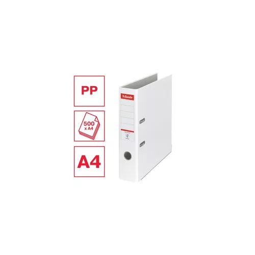 Iratrendező, 75 mm, A4, PP/karton, élvédő sínnel, ESSELTE "Economy", fehér