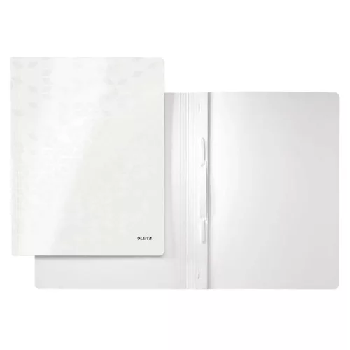 Gyorsfűző, laminált karton, A4, LEITZ "Wow", fehér