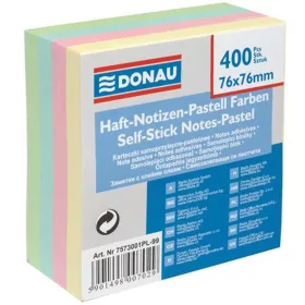   Öntapadó jegyzettömb, 76x76mm, 400 lap, DONAU, pasztell színek