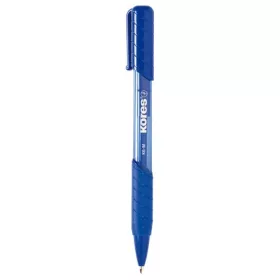   Golyóstoll, 1,0 mm, nyomógombos, háromszögletű, KORES "K6-M", kék