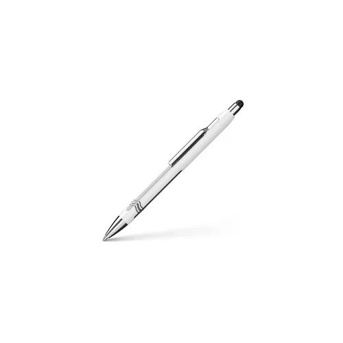 Golyóstoll, 0,7 mm, nyomógombos, érintőképernyőhöz, fehér-ezüst tolltest, SCHNEIDER "Epsilon To
