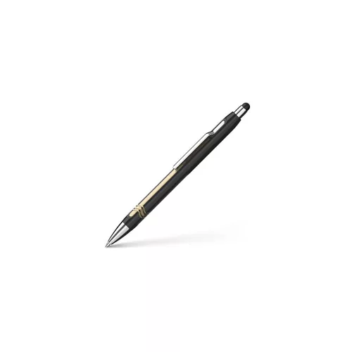 Golyóstoll, 0,7 mm, nyomógombos, érintőképernyőhöz, fekete-arany tolltest,SCHNEIDER "Epsilon To