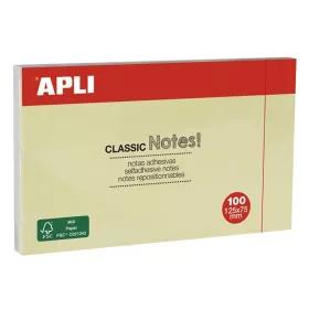   Öntapadó jegyzettömb, 125x75 mm, 100 lap, APLI "Classic", sárga