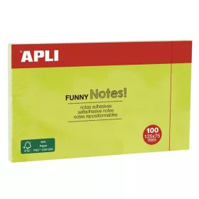   Öntapadó jegyzettömb, 125x75 mm, 100 lap, APLI "Funny", zöld