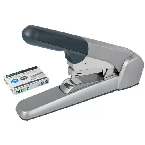 Tűzőgép, nagyteljesítményű, 25/10, 60 lap, LEITZ "5552", ezüst