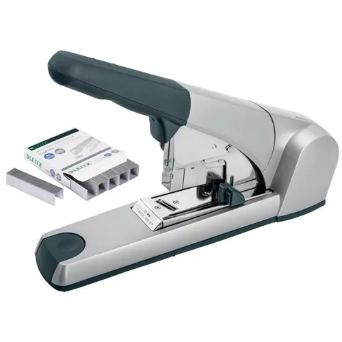Tűzőgép, nagyteljesítményű, 23/15 XL, 120 lap, lapos tűzés, LEITZ "5553", ezüst