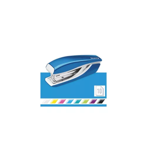 Tűzőgép, mini, No. 10, 10 lap, fém, LEITZ "Nexxt Wow", kék