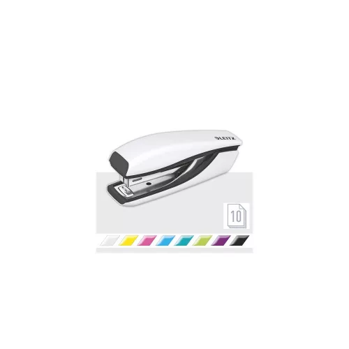Tűzőgép, mini, No. 10, 10 lap, fém, LEITZ "Nexxt Wow", fehér