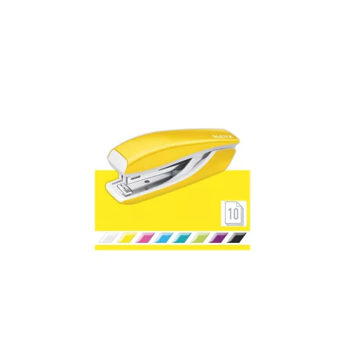 Tűzőgép, mini, No. 10, 10 lap, fém, LEITZ  Nexxt Wow", sárga