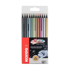   Színes ceruza készlet, háromszögletű, KORES "Kolores Style Metallic", 12 metál szín