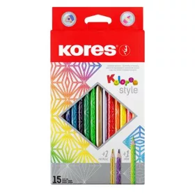   Színes ceruza készlet, háromszögletű, KORES "Kolores Style", 15 különböző szín