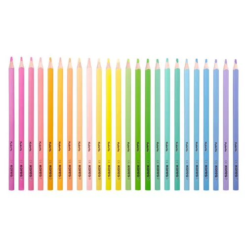 Színes ceruza készlet, háromszögletű, KORES "Kolores Pastel", 24 pasztell szín