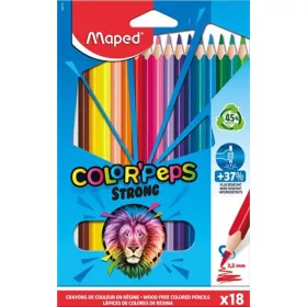 Színes ceruza készlet, háromszögletű, MAPED "Color'Peps Strong", 18 különböző szín