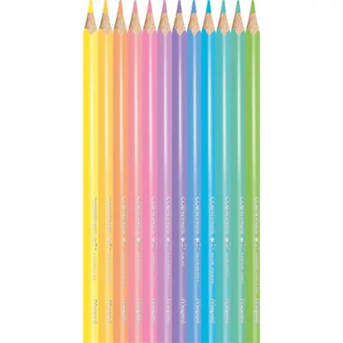 Színes ceruza készlet, háromszögletű, MAPED "Color`Peps Pastel", 12 különböző pasztell szín