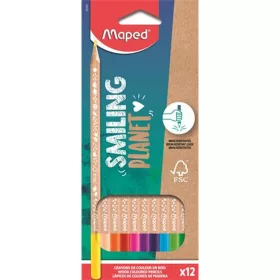   Színes ceruza készlet, háromszögletű, FSC, MAPED "Smiling Planet", 12 különböző szín