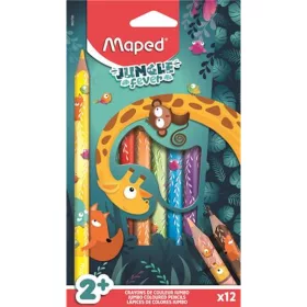   Színes ceruza készlet, vastag, MAPED "Jungle Fever", 12 különböző szín