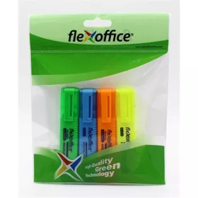  Szövegkiemelő készlet, 1-4 mm, FLEXOFFICE "HL05", 4 különböző szín