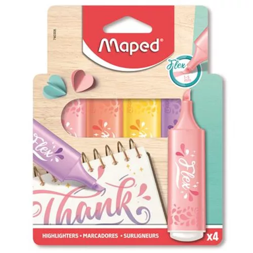 Szövegkiemelő készlet,, 1-5 mm, MAPED "Fluo Peps Flex Pastel", pasztell szín,  vegyes készlet -
