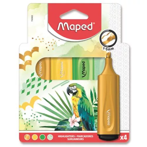 Szövegkiemelő készlet, 1-5 mm, MAPED "Fluo Peps Assorted", vegyes színek - 4db
