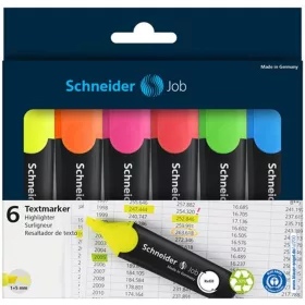   Szövegkiemelő készlet, 1-5 mm, SCHNEIDER "Job 150", 6 különböző szín - 6db