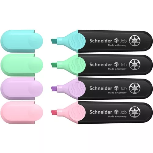 Szövegkiemelő készlet, 1-5 mm, SCHNEIDER "Job Pastel", 4 különböző pasztell szín - 4db
