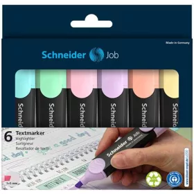   Szövegkiemelő készlet, 1-5 mm, SCHNEIDER "Job Pastel", 6 különböző pasztell szín - 6db