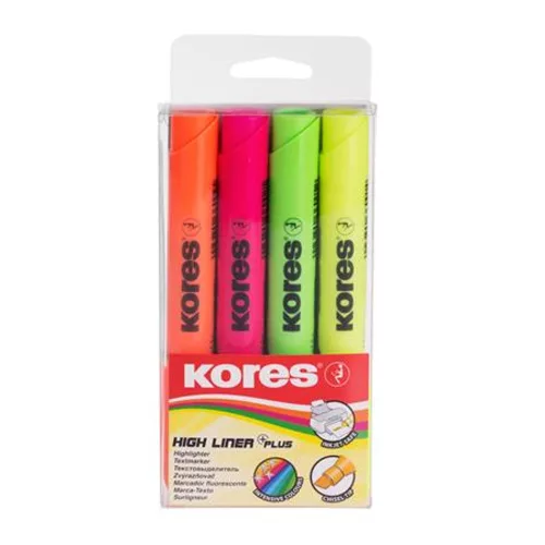 Szövegkiemelő készlet, 0,5-5 mm, KORES "High Liner Plus", 4 különböző szín - 4db