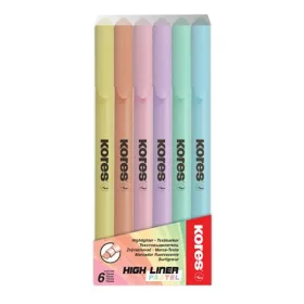   Szövegkiemelő készlet, 0,5-5 mm, KORES , 6 különböző pasztell szín - 6db