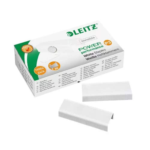 Tűzőkapocs, 24/6, LEITZ "P3", fehér - 0db