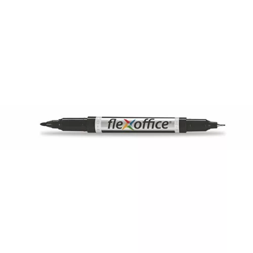 Alkoholos marker, 0,4/1,0 mm, kúpos, kétvégű, FLEXOFFICE "PM01", fekete