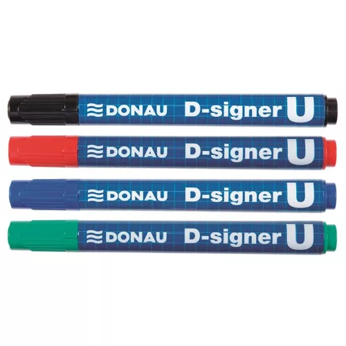 Alkoholos marker, 2-4 mm, kúpos, DONAU "D-signer U", fekete