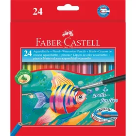   Akvarell ceruza készlet, hatszögletű, ecsettel, FABER-CASTELL, 24 különböző szín