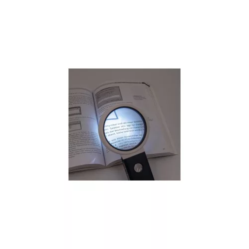 Nagyító, 90 mm, kihajtható állvánnyal, LED fénnyel, WEDO, fekete/fehér