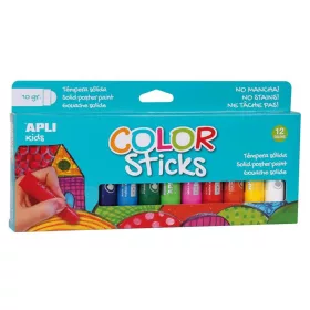   Tempera kréta készlet, APLI Kids "Color Sticks", 12 különböző szín