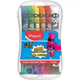 Tempera készlet, 12 darabos, műanyag dobozban, MAPED
