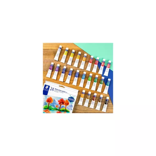 Akvarell festék, tubusos, STAEDTLER "8880", 24 különböző szín