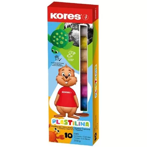 Gyurma, 200 g, 10 szín, KORES "Plastilina"