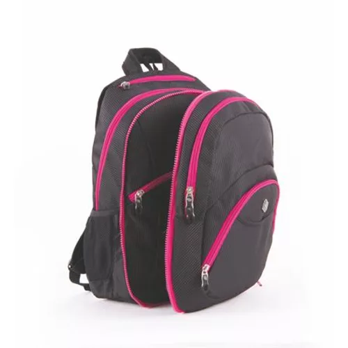 Hátizsák, 2in1, notebook tartóval és audió csatlakozóval, PULSE "Teens", pink-fekete