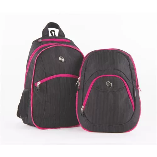 Hátizsák, 2in1, notebook tartóval és audió csatlakozóval, PULSE "Teens", pink-fekete