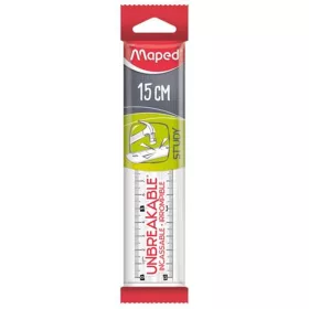   Vonalzó, műanyag, törhetetlen, 15 cm, MAPED "Study Unbreakable", átlátszó