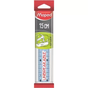   Vonalzó, műanyag, törhetetlen, 15 cm, MAPED "Study Unbreakable", vegyes színek