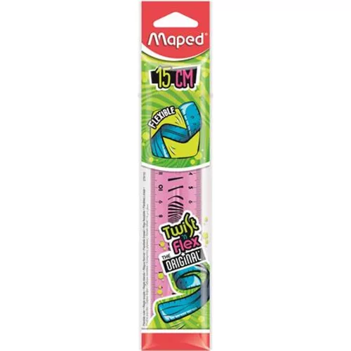 Vonalzó, műanyag, törhetetlen, 15 cm, MAPED "Twist`n Flex"