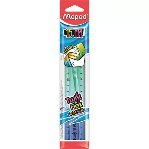 Vonalzó, műanyag, 15 cm, MAPED "Twist`n Flex Decor"