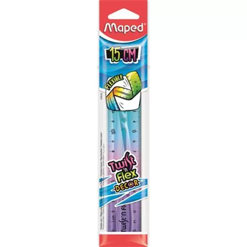 Vonalzó, műanyag, 15 cm, MAPED "Twist`n Flex Decor"