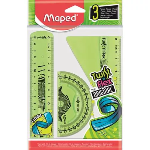 Vonalzókészlet, műanyag, törhetetlen, 3 darabos, MAPED "Twist`n Flex"