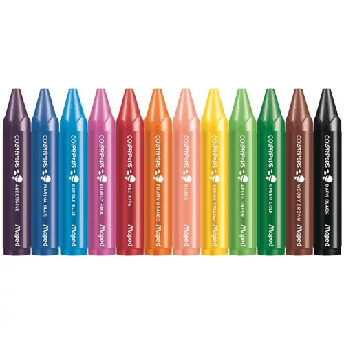 Zsírkréta, vastag, MAPED "Color`Peps MAXI Wax", 12 különböző szín