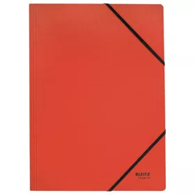 Gumis mappa, karton, A4, LEITZ "Recycle", piros