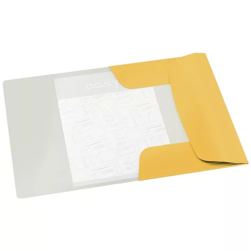 Gumis mappa, 15 mm, karton, A4, LEITZ "Cosy", melegsárga